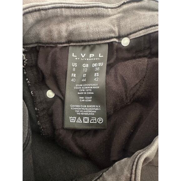 LVPL by Liverpool Gray Ankle Skinny Jeans 8/29 Embroidered Hem Stretch Denim - Picture 5 of 6